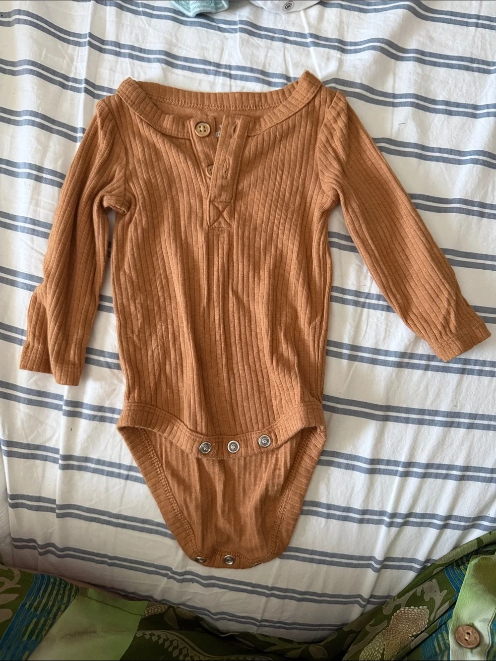 Cat & Jack Long-Sleeve Ribbed One-Piece Bodysuit in Rust Orange